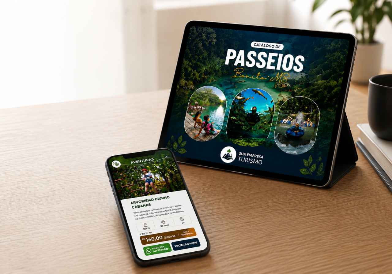 Catálogo digital premium em tablet e celular